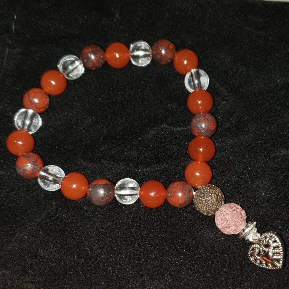 Red Brecciated Jasper, Carnelian Agate Bracelet